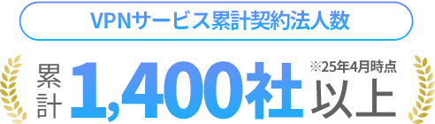 [VPNサービス累計契約法人数]累計1,400社以上(2024年5月時点)